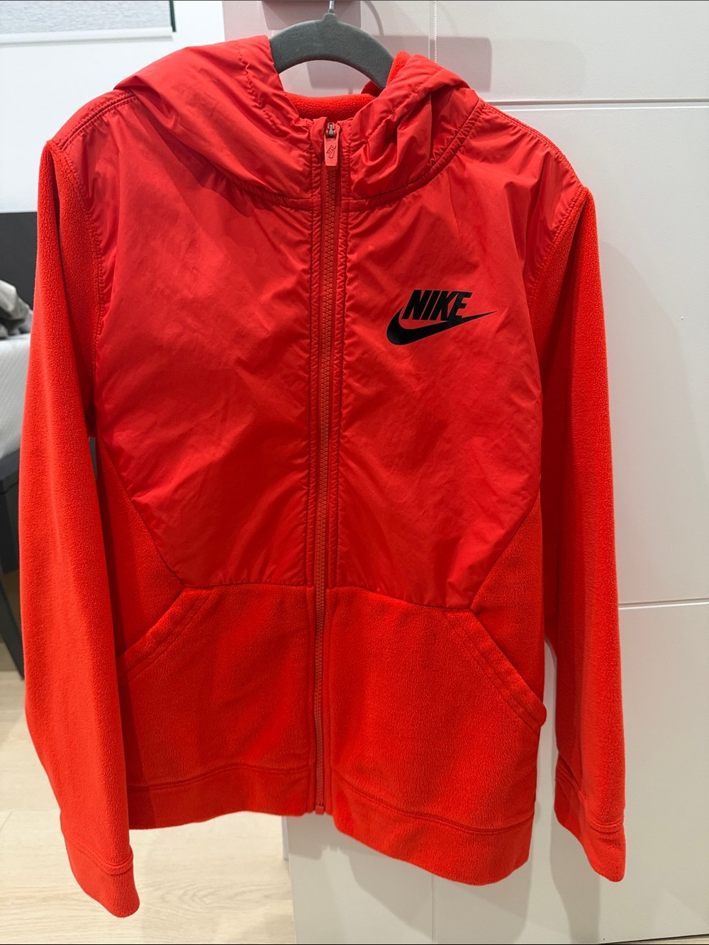 Nike Red Full-Zip Hooded Jacket with Black Logo